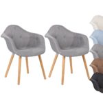 WOLTU® BH55gr-2 Esszimmerstühle 2er Set Esszimmerstuhl mit Lehne Design Stuhl Küchenstuhl Leinen Holz Grau