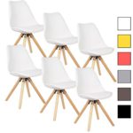 WOLTU® 6 x Esszimmerstühle 6er Set Esszimmerstuhl mit Sitzfläche aus Kunstleder Design Stuhl Küchenstuhl Holz, Neu Design, Weiß BH52ws-6