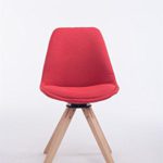 CLP Design Retro-Stuhl TROYES SQUARE, Stoff-Sitz gepolstert, drehbar Rot, Holzgestell Farbe natura, Bein-Form eckig