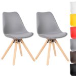 WOLTU® BH52gr-2 2 x Esszimmerstühle 2er Set Esszimmerstuhl mit Sitzfläche aus Kunstleder Design Stuhl Küchenstuhl Holz, Neu Design, Grau