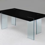 Cavadore Tisch Nova / Moderner Esstisch in Hochglanz Schwarz mit Glasfüßen / Resistent gegen Schmutz / 190 x 95 x 75 cm (L x B x H)