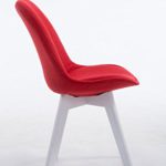 CLP Design Retro Stuhl BORNEO V2, Besucherstuhl mit Holz-Gestell, Küchenstuhl mit Stoff-Bezug Rot, Gestellfarbe: weiß