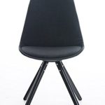 CLP Design Stuhl PEGLEG mit Stoff-Bezug, Retro Design, Esszimmer-Stuhl gepolstert, Sitzhöhe 46 cm Schwarz, Holzgestell schwarz