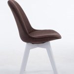CLP Design Retro Stuhl BORNEO V2, Besucherstuhl mit Holz-Gestell, Küchenstuhl mit Stoff-Bezug Braun, Gestellfarbe: weiß