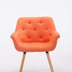 CLP Besucher-Stuhl CASSIDY, Stoff-Bezug, belastbar bis 150 kg, Retro-Stuhl mit Armlehne, sesselförmiger Sitz, gepolstert, Sitzhöhe 45 cm Orange, Holz (Eiche) Farbe: Natura