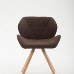 CLP Design Retro-Stuhl TYLER, Bein-Form rund, Stoff-Sitz gepolstert, Buchenholz-Gestell, Braun, Gestellfarbe: Natura