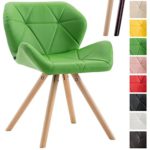 CLP Design Retro-Stuhl TYLER, Bein-Form rund, Kunstleder-Sitz gepolstert, Buchenholz-Gestell, Grün, Gestellfarbe: Natura