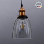 B.K.Licht LED Pendelleuchte 1-flammig Metall Glas Vintage Pendellampe Hängelampe IP20