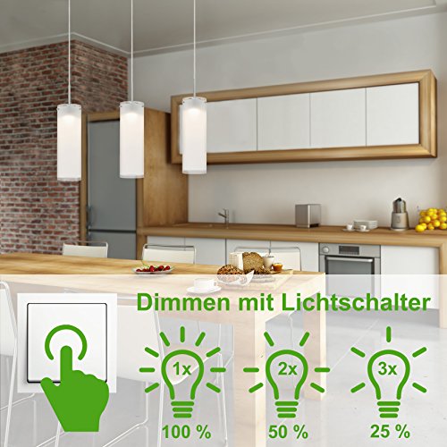 Briloner Leuchten LED Hänge- & Pendelleuchte, Deckenleuchte mit Dimmer 3-flammig, Esstisch & Esszimmer, Wohnzimmer- & Decken-Lampe, 5 W, Länge: 120 cm