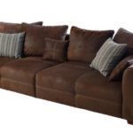 Cavadore Sofa Mavericco / Braune Polster Couch in Wildlederoptik / Mit Kisseneinsatz und EchtholzfÃ¼ÃŸen / 287x69x108 (BxHxT)
