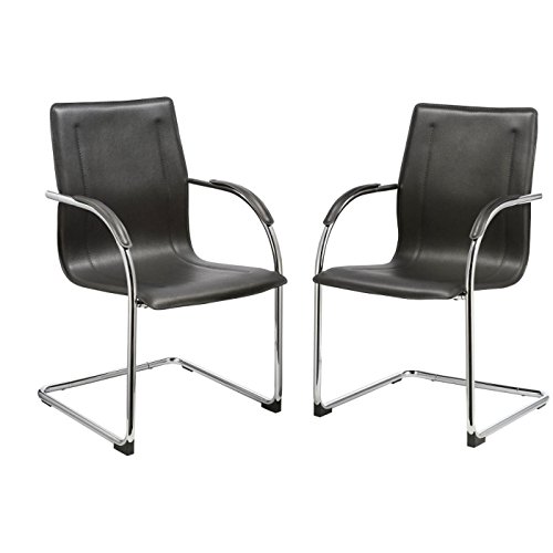Duhome 0689 2x Konferenzstuhl Besucherstuhl Schwarz Freischwinger Beistellstuhl aus Kunstleder Duhome 0689 2x Konferenzstuhl Besucherstuhl Schwarz Freischwinger Beistellstuhl aus Kunstleder