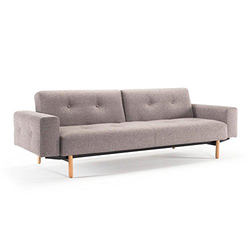 INNOVATION Living Sofa Buri® Stem Stoff Mixed Dance Grau Convertible Bett 115 * 200 cm Untergestell Eiche
