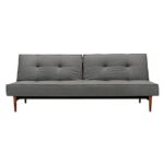 Innovation Splitback Wood Schlafsofa, dunkelgrau Stoff 216 Flashtex Dark Grey Gestell dunkles Holz