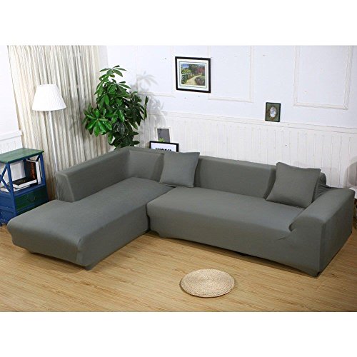 L Form Sofa Bezüge Sektionaltor Sofa Bezug 2 Pcs Stretch Sofabezüge für L-Form Couch, grau, L-Shape 3+3 seats