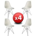 Pack 4 Stühle Design Weiße ST003 EUROSILLA. Stühle inspiriert von Eames DSR. Premium Qualität mit Füße Metall Stil Tower und Sitze in robustem Kunststoff ABS weiß.