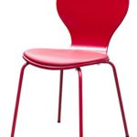Tenzo 610-068 Flower 4-er Set, Designer Stühle, 87 x 46 x 57 cm, Schichtholz lackiert matt, Sitzkissen in Lederoptik, Untergestell Metall, lackiert, pastellrot