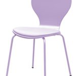 Tenzo 610-069 Flower 4-er Set, Designer Stühle, 87 x 46 x 57 cm, Schichtholz lackiert matt, Sitzkissen in Lederoptik, Untergestell Metall, lackiert, flieder