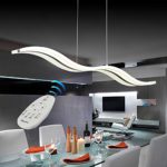Vi-xixi LED Pendelleuchte Dimmbar Moderne Kronleuchter Deckenleuchten Höhenverstellbar Fernbedienung für Esszimmer Wohnzimmer, Wellenform, 3 Farben Cool White + Neutral White + Warm White