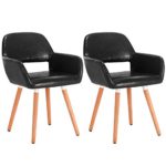 WOLTU® 2x Esszimmerstühle Essgruppe Wohnzimmerstühle Küchenstühle Stuhlgruppe mit Arm- und Rückenlehne, Sitzfläche aus Kunstleder, Holz Schwarz BH75sz-2 WOLTU® 2x Esszimmerstühle Essgruppe Wohnzimmerstühle Küchenstühle Stuhlgruppe mit Arm- und Rückenlehne, Sitzfläche aus Kunstleder, Holz Schwarz BH75sz-2