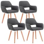 WOLTU® 4er Set Esszimmerstühle Küchenstühle Wohnzimmerstühle Design Stuhl mit Armlehne und Rückenlehne, mit Holzbeinen, Sitzfläche aus Stoffbezug(Leinen), Dunkelgrau, BH76dgr-4 WOLTU® 4er Set Esszimmerstühle Küchenstühle Wohnzimmerstühle Design Stuhl mit Armlehne und Rückenlehne, mit Holzbeinen, Sitzfläche aus Stoffbezug(Leinen), Dunkelgrau, BH76dgr-4