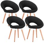 WOLTU® 4er Set Esszimmerstühle Küchenstühle Wohnzimmerstühle Polsterstühle mit Armlehne, Sitzfläche aus Stoffbezug(Leinen), Beine aus Massivholz, Schwarz, BH72sz-4 WOLTU® 4er Set Esszimmerstühle Küchenstühle Wohnzimmerstühle Polsterstühle mit Armlehne, Sitzfläche aus Stoffbezug(Leinen), Beine aus Massivholz, Schwarz, BH72sz-4