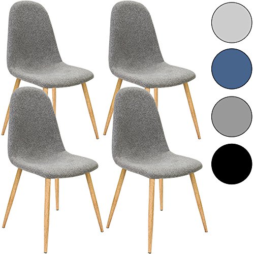 4x Deuba® Design Stuhl Esszimmerstühle Küchenstuhl • 50cm Sitzhöhe • ergonomisch geformte Sitzschale • 120kg Belastbarkeit • Stuhlbeine mit Naturholzoptik • dunkelgrau
