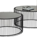 Couchtisch Wire Black 2er Set, Schwarz, runder, moderner Glastisch, großer Beistelltisch, Kaffeetisch, Nachttisch, (H/B/T) 30,5xØ60cm & 33,5xØ69,5cm