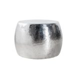 Design Couchtisch ORIENT 60cm hochwertige Nickel-Aluminiummetall Legierung silberfarbig Hammerschlag Optik