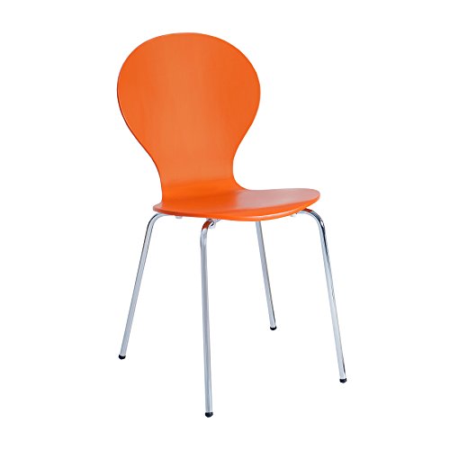 Design Klassiker FORM Stapelstuhl Küchen-Stühle Stuhl stapelbar orange aus Buchenholz Esszimmerstuhl Retro Küche Esszimmer Besucherstuhl Konferenzzimmer