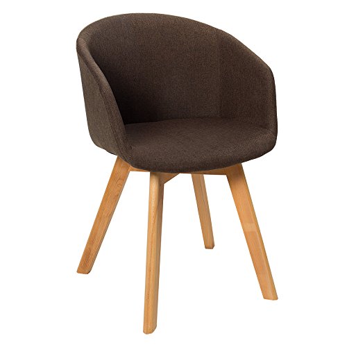 Design Stuhl STOCKHOLM mit Armlehne Strukturstoff braun Buche Gestell Esszimmerstuhl Esszimmer Sessel Armlehnenstuhl
