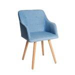 Design Stuhl hellblau SCANDINAVIA MEISTERSTÜCK Buche Gestell mit Armlehne im Retro Trend Esszimmerstuhl Esszimmer