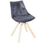 Exklusiver Design Stuhl VERY BRITISH in Antik grau mit Chesterfield Steppung Esszimmerstuhl Skandinavisch Küchenstuhl