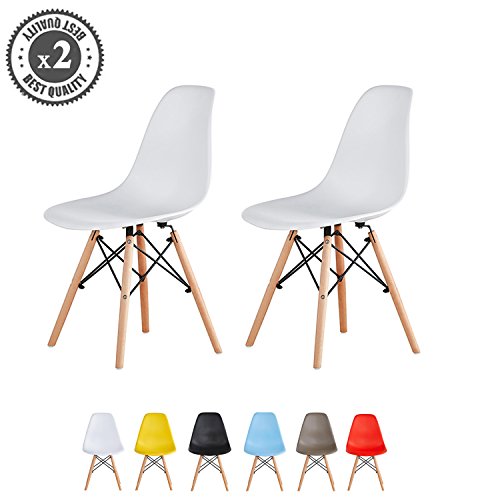 MCC Retro Design Stühle LIA im 2er Set, Eiffelturm inspirierter Style für Küche, Büro, Lounge, Konfernzzimmer etc., 6 Farben, KULT (weiß)