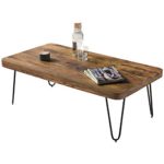 WOHNLING Couchtisch Massiv-Holz Sheesham 115 cm breit Wohnzimmer-Tisch Design Metallbeine Landhaus-Stil Beistelltisch Natur-Produkt Wohnzimmermöbel Unikat modern Massivholzmöbel Echtholz rechteckig