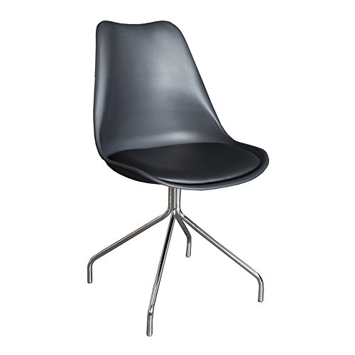 Zeitloser Design Stuhl SPIDER schwarz mit hochwertig verchromten Stuhlgestell Designklassiker