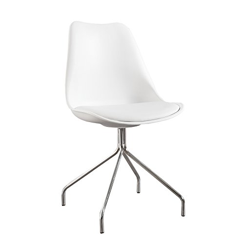 Zeitloser Design Stuhl SPIDER weiß mit hochwertig verchromten Stuhlgestell Designklassiker