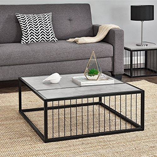 [en.casa]® Couch-Tisch Design MDF - Beton-Optik - 75x75x30cm - Beistelltisch Wohnzimmer