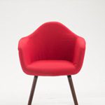 CLP Esszimmerstuhl TITO mit hochwertiger Polsterung und Stoffbezug | Sessel mit robustem Holzgestell aus Buchenholz | In verschiedenen Farben erhältlich Rot, Gestellfarbe: Walnuss