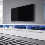 Siena Double - TV Lowboard / Schrank (200 cm, Weiß Matt / Weiß Hochglanz, LED-Beleuchtung in Blau)