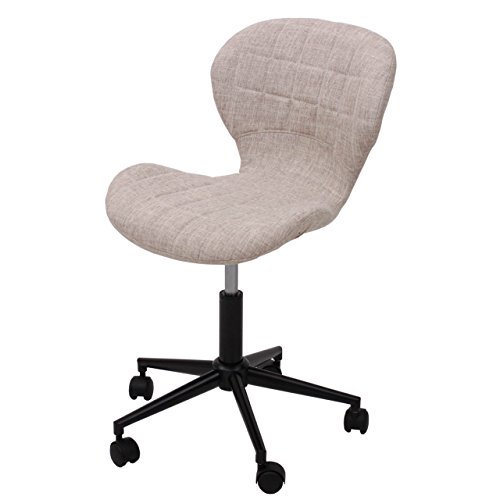 Mendler Drehstuhl HWC-B43, Arbeitshocker Schalensitz Bürostuhl, Retro-Design Textil Creme