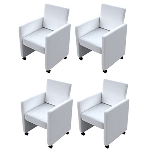 vidaXL 4x Cocktailsessel Weiß Sessel Esszimmerstuhl Essstuhl Küchenstuhl