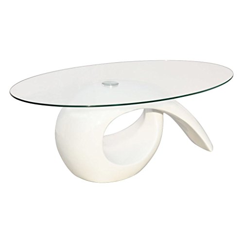 vidaXL Couchtisch Beistelltisch Kaffeetisch Tisch Glasplatte Hochglanz Weiß