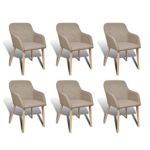 vidaXL Eiche 6x Essstuhl Beige Stuhlgruppe Esszimmerstuhl Armlehne Stuhl