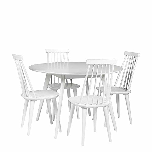 Pharao24 Essgruppe mit Rundem Tisch skandinavisch Weiß