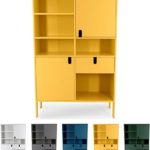 Tenzo UNO 8563-029 Designer Highboard 2 Türen, 1 Schublade Lackiert, MDF + Spanplatten, matt Soft-Close Funktion, Senf, 176 x 109 x 40 cm (HxBxT)