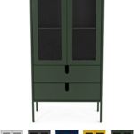 Tenzo UNO 8565-031 Designer Vitrine 2 Türen, 2 Schubladen Lackiert, MDF + Spanplatten, matt Soft-Close Funktion, Forest Grün, 178 x 76 x 40 cm (HxBxT)
