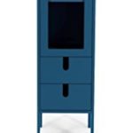 Tenzo UNO 8566-023 Designer Vitrine 1 Tür, 2 Schubladen Lackiert, MDF + Spanplatten, matt Soft-Close Funktion, Petrol Blau, 178 x 40 x 40 cm (HxBxT)