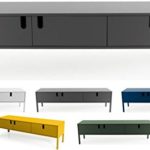 Tenzo UNO 8571-014 Designer Lowboard 2 Türen, 1 Schublade Lackiert, MDF + Spanplatten, matt Soft-Close Funktion, Grau, 50 x 171 x 46 cm (HxBxT)