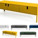 Tenzo UNO 8571-029 Designer Lowboard 2 Türen, 1 Schublade Lackiert, MDF + Spanplatten, matt Soft-Close Funktion, Senf, 50 x 171 x 46 cm (HxBxT)