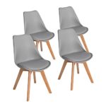 ArtDesign 4er Set Esszimmerstühle mit Massivholz Buche Bein, Retro Design Gepolsterter lStuhl Küchenstuhl Holz,Grau